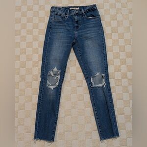Levi's 721 Distressed Blue High Rise Skinny Jeans Size 25